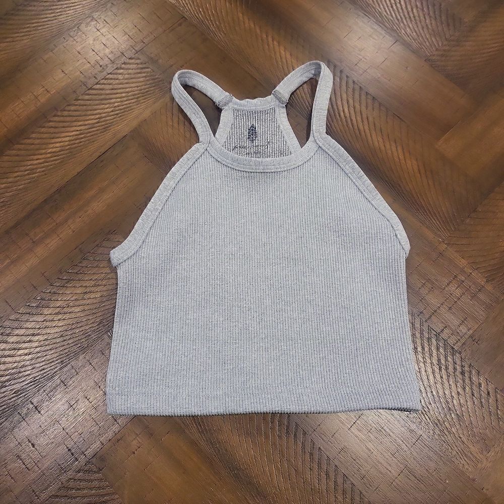 Free People Happiness Runs Ribbed Tank Heather Grey XS/S
